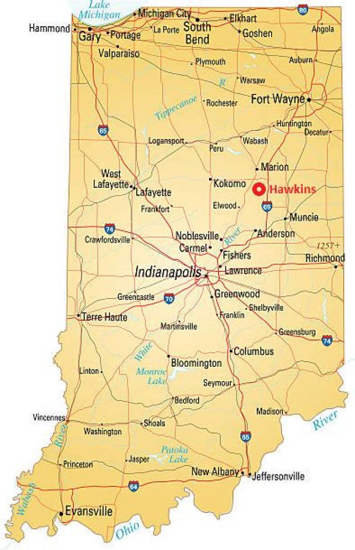 Is Hawkins, Indiana a real town?